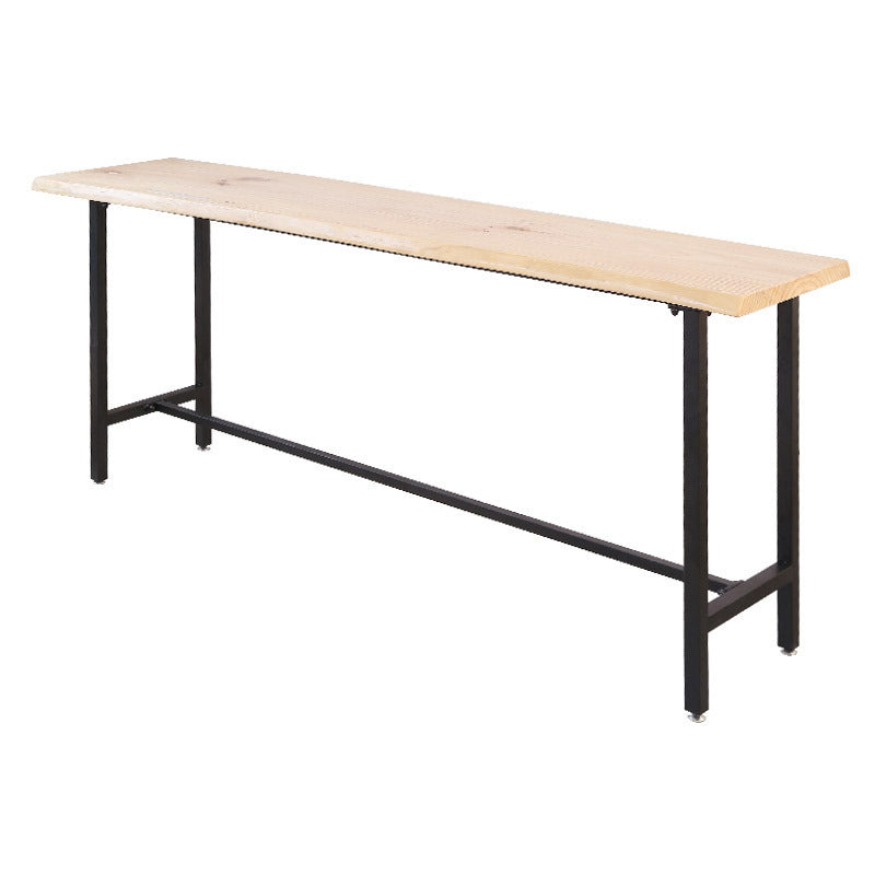 Rectangular Bar-height Table Wood Top Pub Table with Black Base