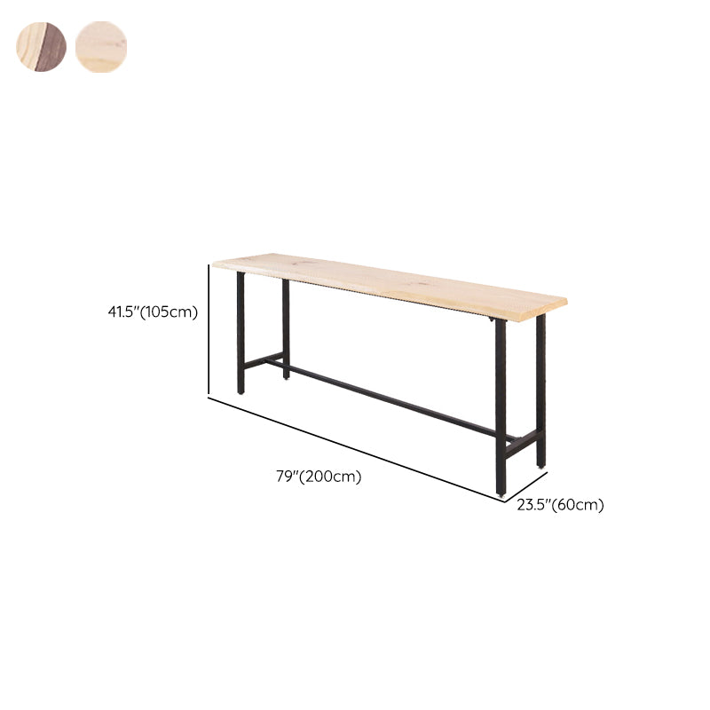 Rectangular Bar-height Table Wood Top Pub Table with Black Base