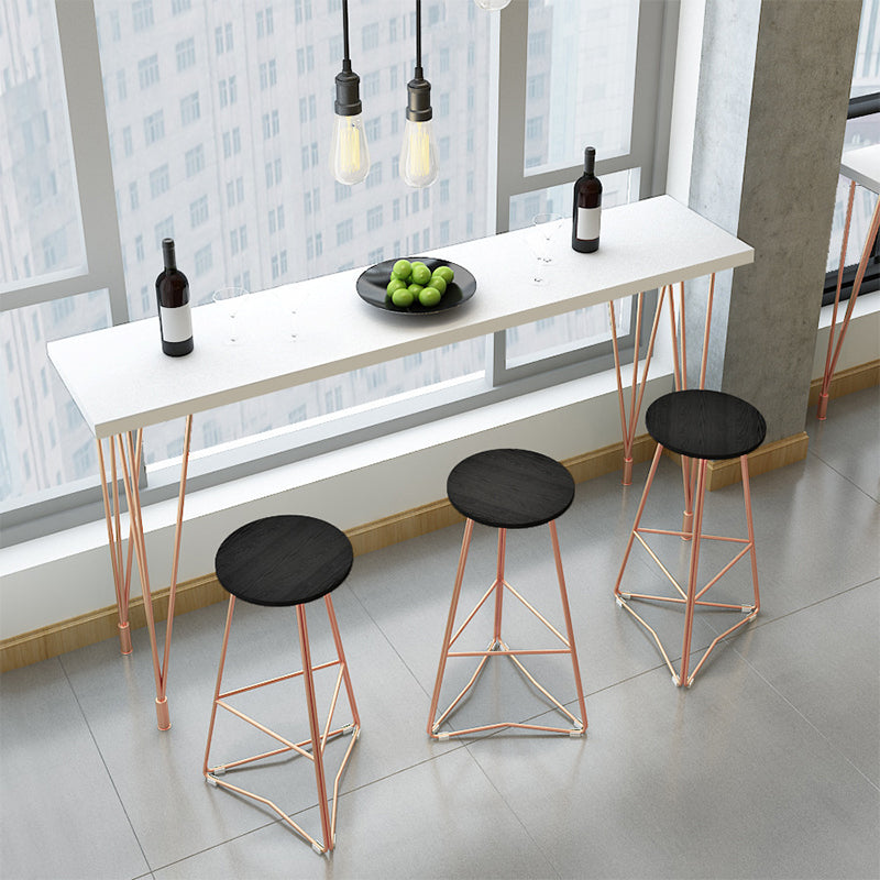 Glam Bar-height Table Solid Wood Top Bistro Pub Table with Four Legs