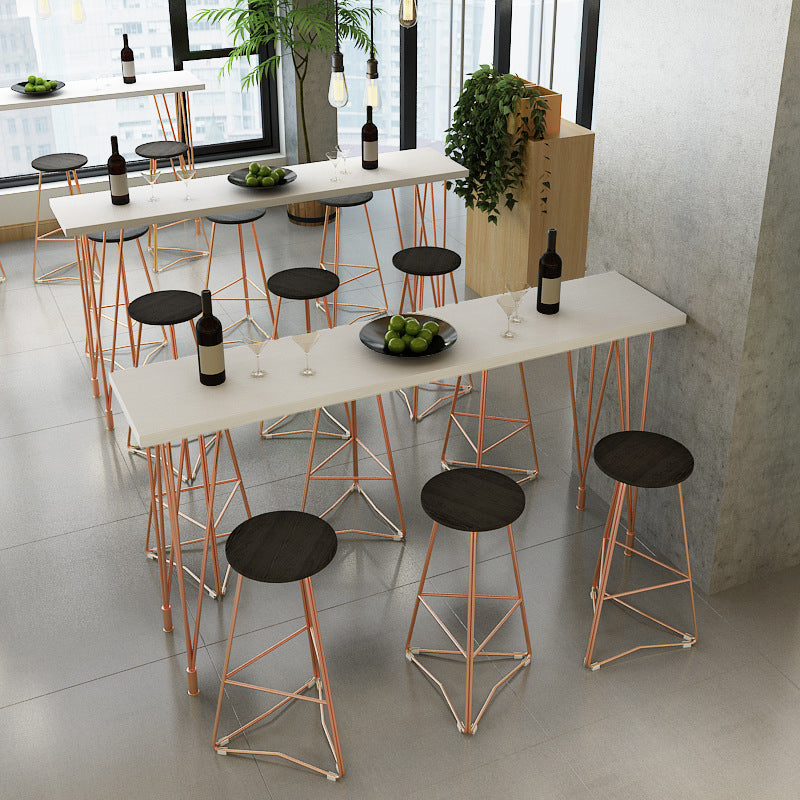 Glam Bar-height Table Solid Wood Top Bistro Pub Table with Four Legs