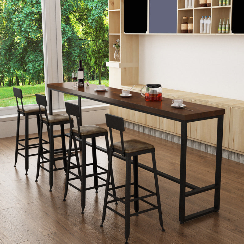 Industrial Bar-height Table Solid Wood Top Bistro Pub Table with Metal Base