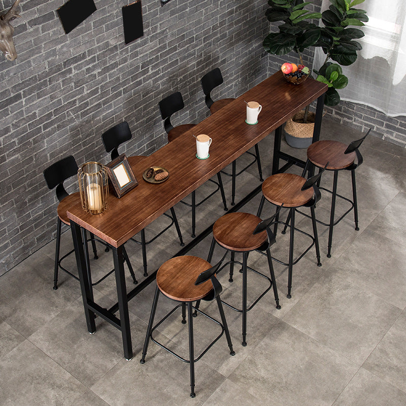 Rectangular Bar-height Table Wood Top Bistro Pub Table with Black Base