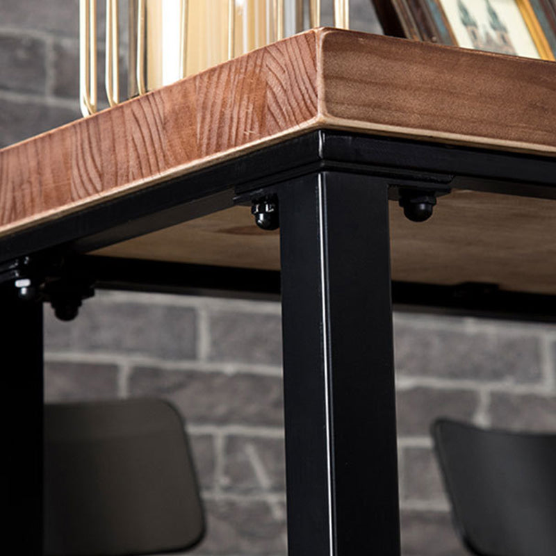 Rectangular Bar-height Table Wood Top Bistro Pub Table with Black Base