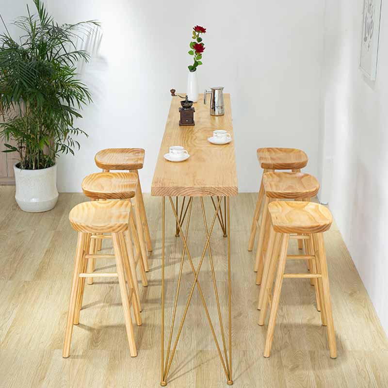Modern Bar-height Table Solid Wood Top Bistro Pub Table with Four Legs