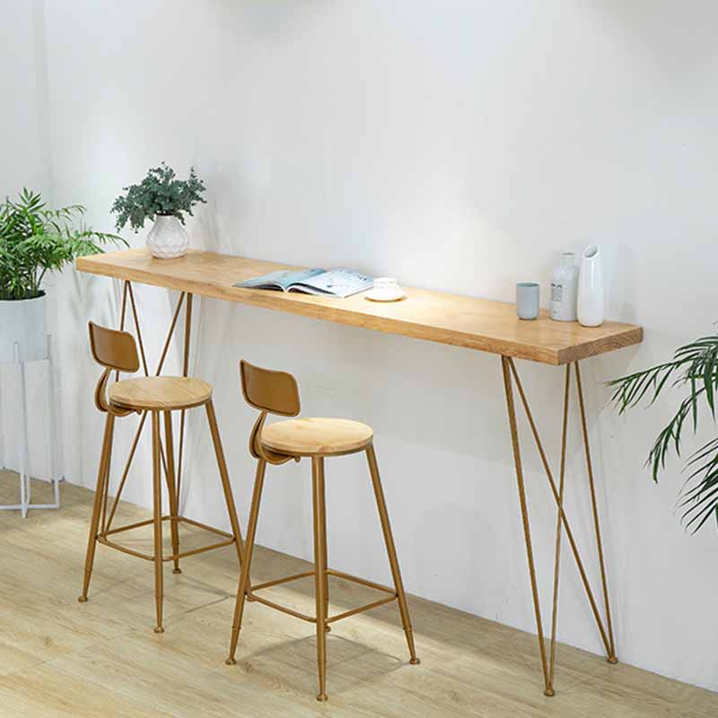 Modern Bar-height Table Solid Wood Top Bistro Pub Table with Four Legs