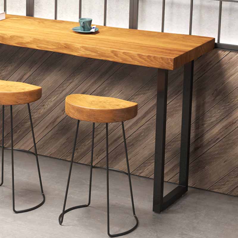 Rectangular Bar-height Table Wood Top Bistro Pub Table for Living Room