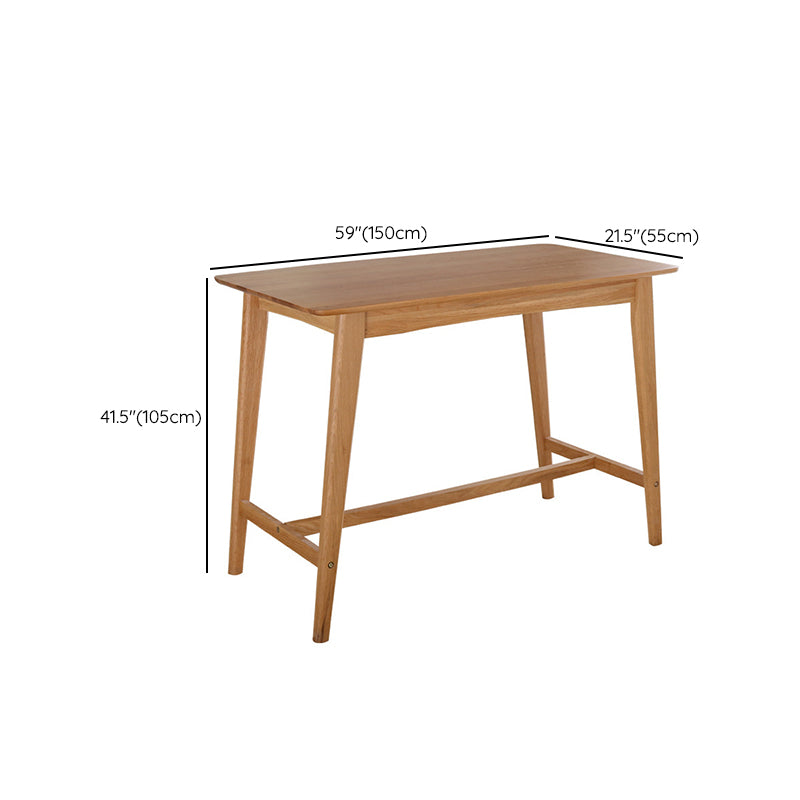 Modern Style Rectangle Bar Table Brown Solid Wood Bar Dining Table with Footrest