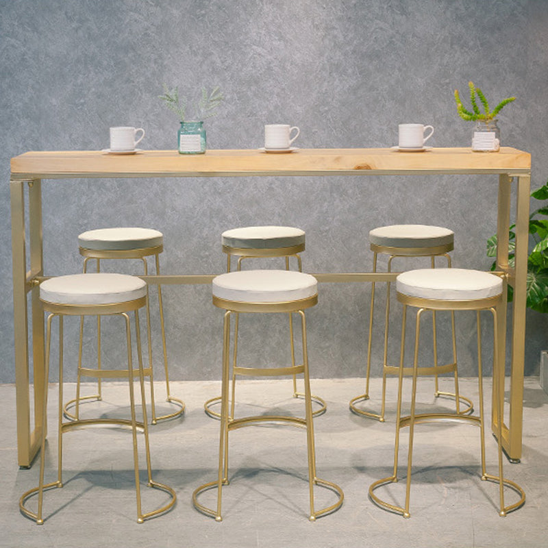 Modern Bar-height Table Solid Wood Top Bistro Pub Table with Gold Base