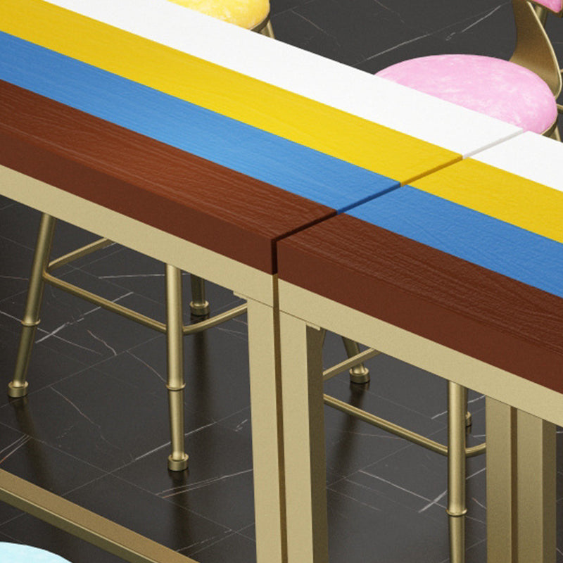 Glam Style Rectangle Bar Table Fixed Bar Dining Table with Footrest