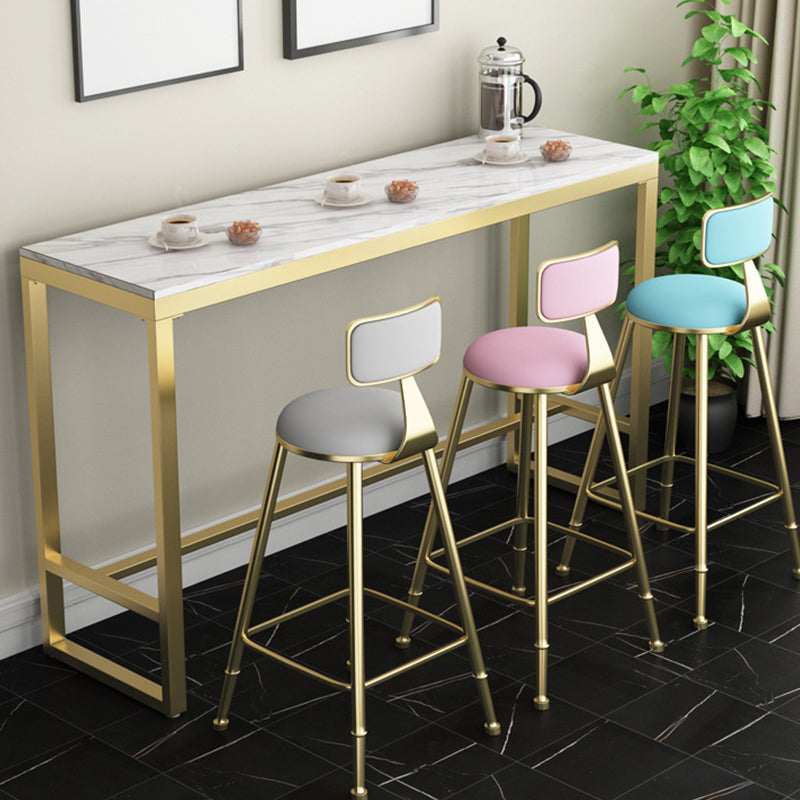 Glam Style Rectangle Bar Table Fixed Bar Dining Table with Footrest