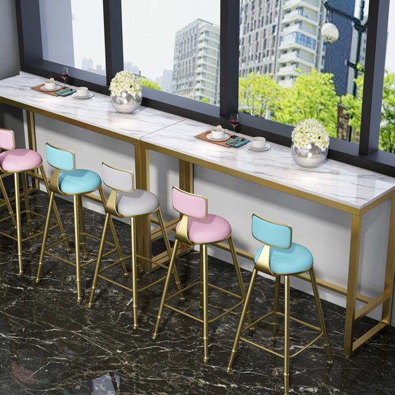 Glam Style Rectangle Bar Table Fixed Bar Dining Table with Footrest