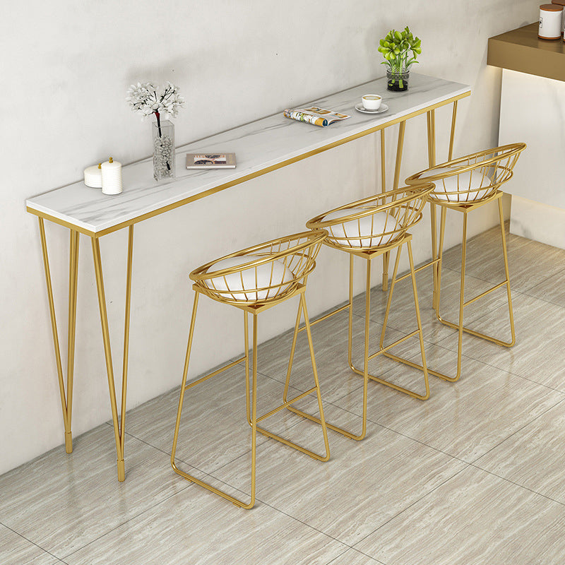 Modern Bar-height Table Stone Top Bistro Pub Table with Four Legs