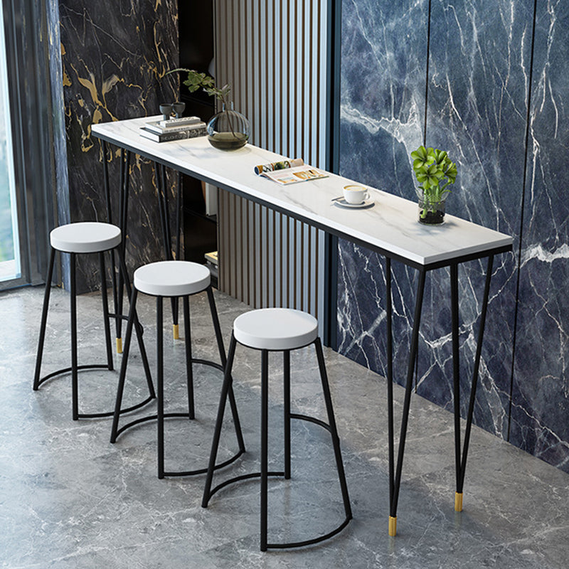 Modern Bar-height Table Stone Top Bistro Pub Table with Four Legs