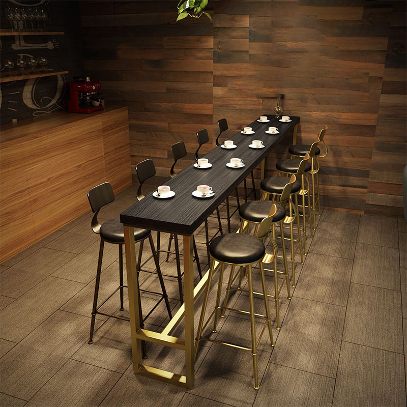 Glam Style Rectangle Bar Table Pine Solid Wood Bar Dining Table for Living Room