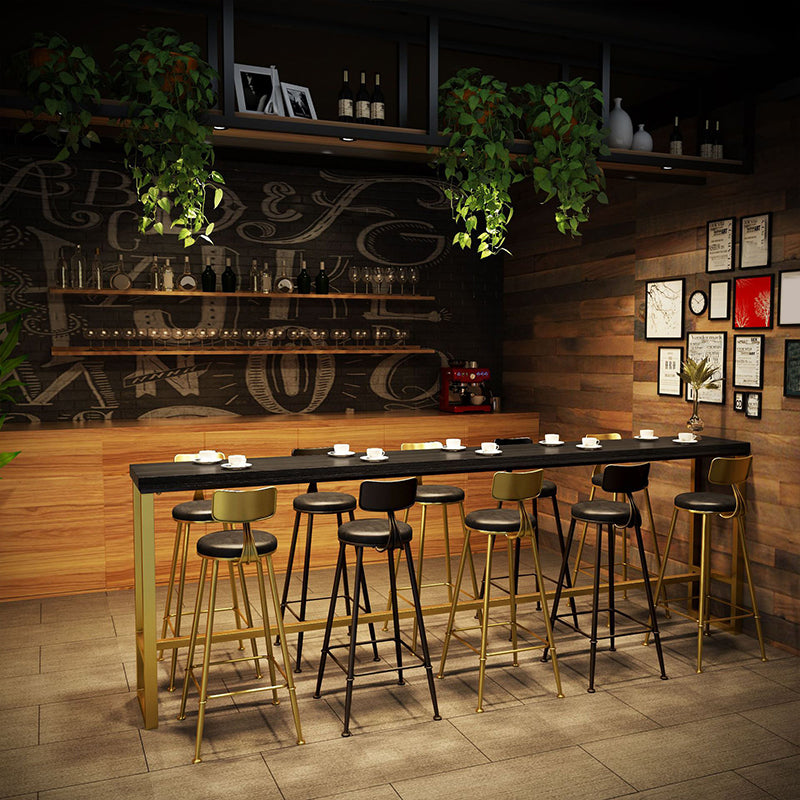 Glam Style Rectangle Bar Table Pine Solid Wood Bar Dining Table for Living Room