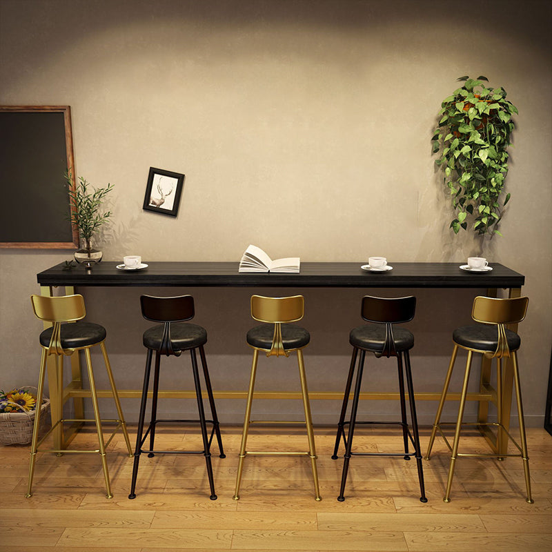 Glam Style Rectangle Bar Table Pine Solid Wood Bar Dining Table for Living Room