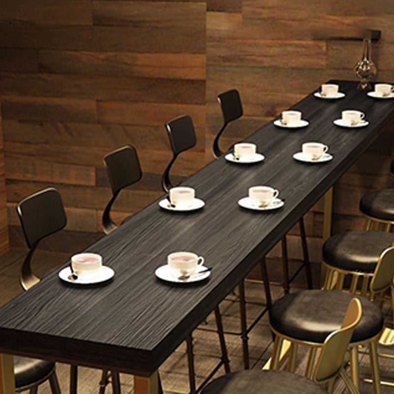 Glam Style Rectangle Bar Table Pine Solid Wood Bar Dining Table for Living Room