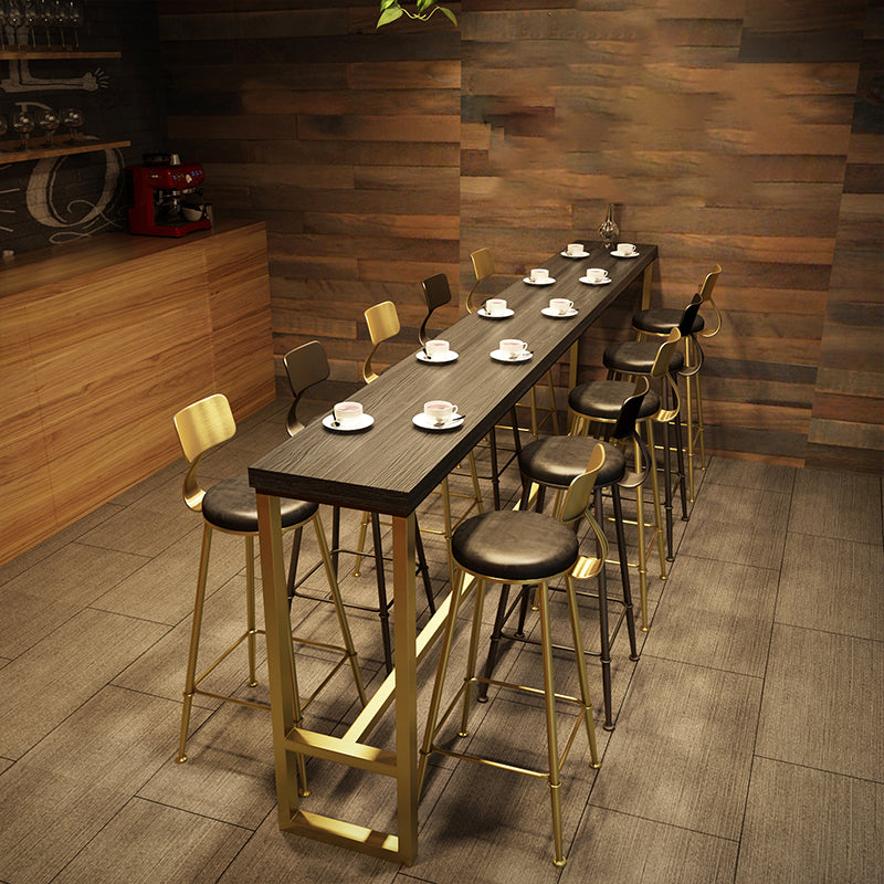 Glam Style Rectangle Bar Table Pine Solid Wood Bar Dining Table for Living Room