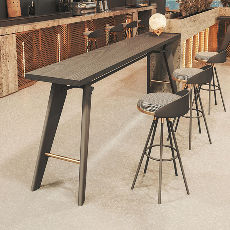 Glam Style Rectangle Bar Table Solid Wood Fixed Bar Dining Table with 4 Legs