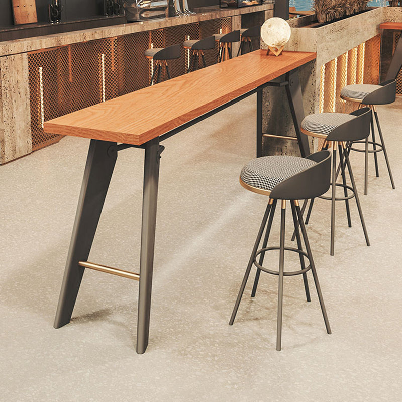 Glam Style Rectangle Bar Table Solid Wood Fixed Bar Dining Table with 4 Legs