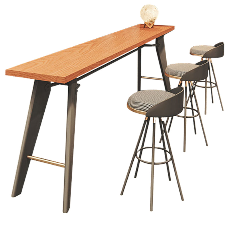 Glam Style Rectangle Bar Table Solid Wood Fixed Bar Dining Table with 4 Legs