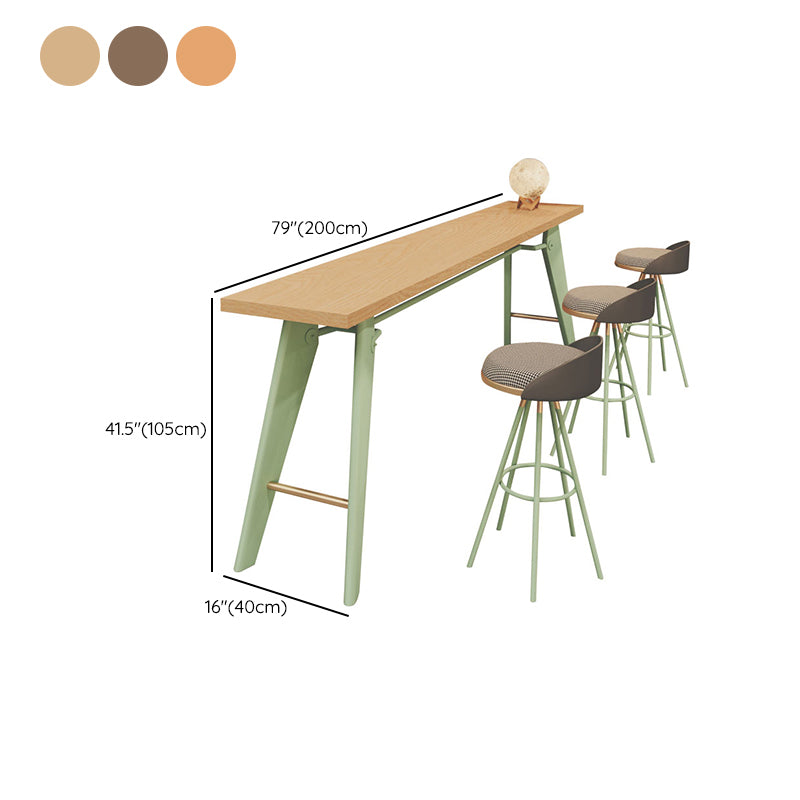 Glam Style Rectangle Bar Table Solid Wood Fixed Bar Dining Table with 4 Legs