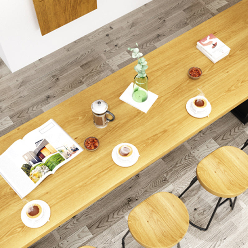 Industrial Rectangle Bar Table Pine Solid Wood Bar Dining Table with Double Pedestal