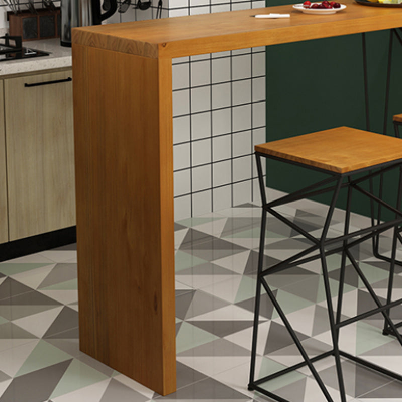 Industrial Rectangle Bistro Bar Desk Pine Solid Wood Bar Dining Table for Indoor