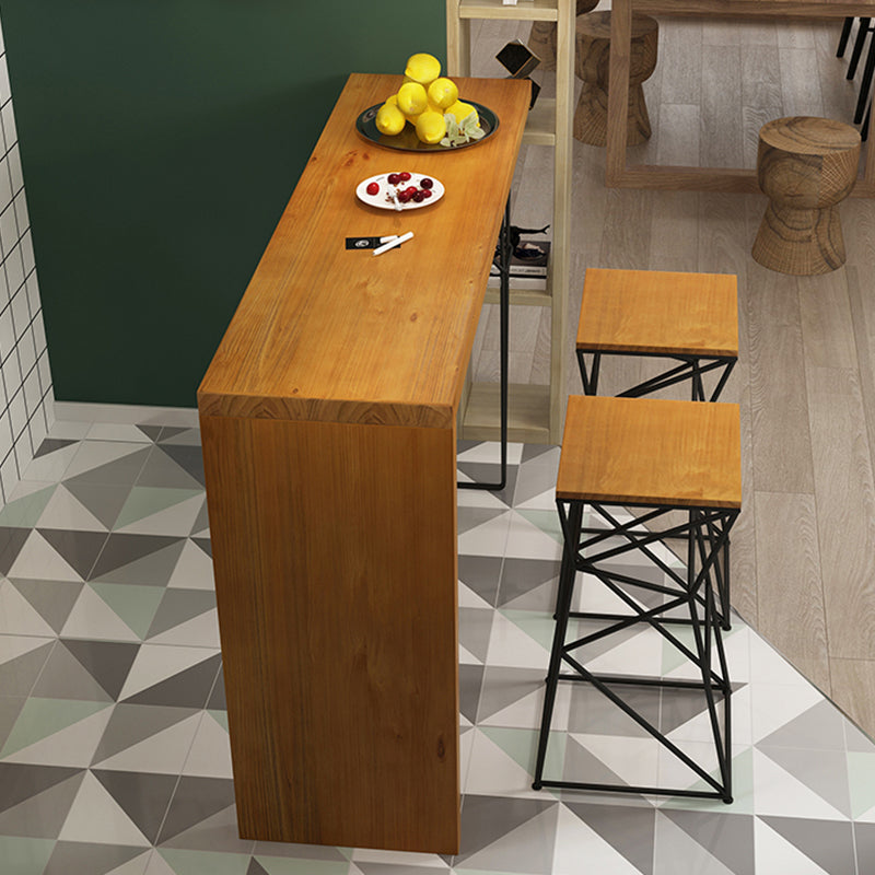 Industrial Rectangle Bistro Bar Desk Pine Solid Wood Bar Dining Table for Indoor