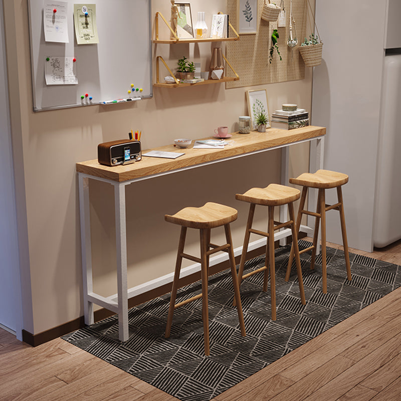 Industrial Style Bistro Bar Desk Pine Solid Wood Rectangle Bar Dining Table for Indoor