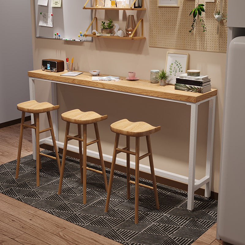 Industrial Style Bistro Bar Desk Pine Solid Wood Rectangle Bar Dining Table for Indoor