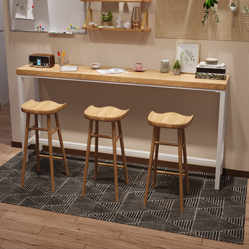 Industrial Style Bistro Bar Desk Pine Solid Wood Rectangle Bar Dining Table for Indoor