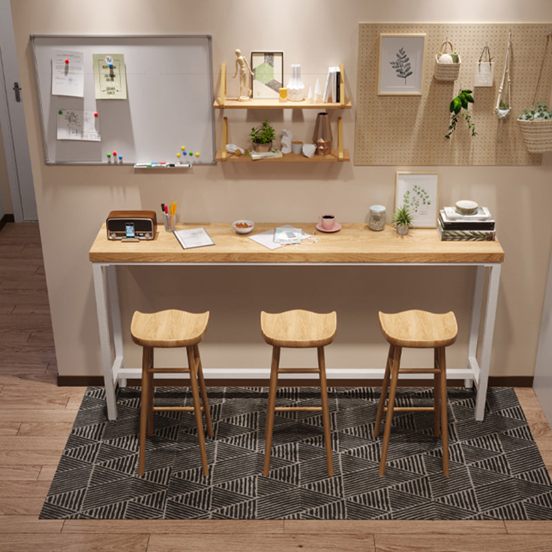 Industrial Style Bistro Bar Desk Pine Solid Wood Rectangle Bar Dining Table for Indoor