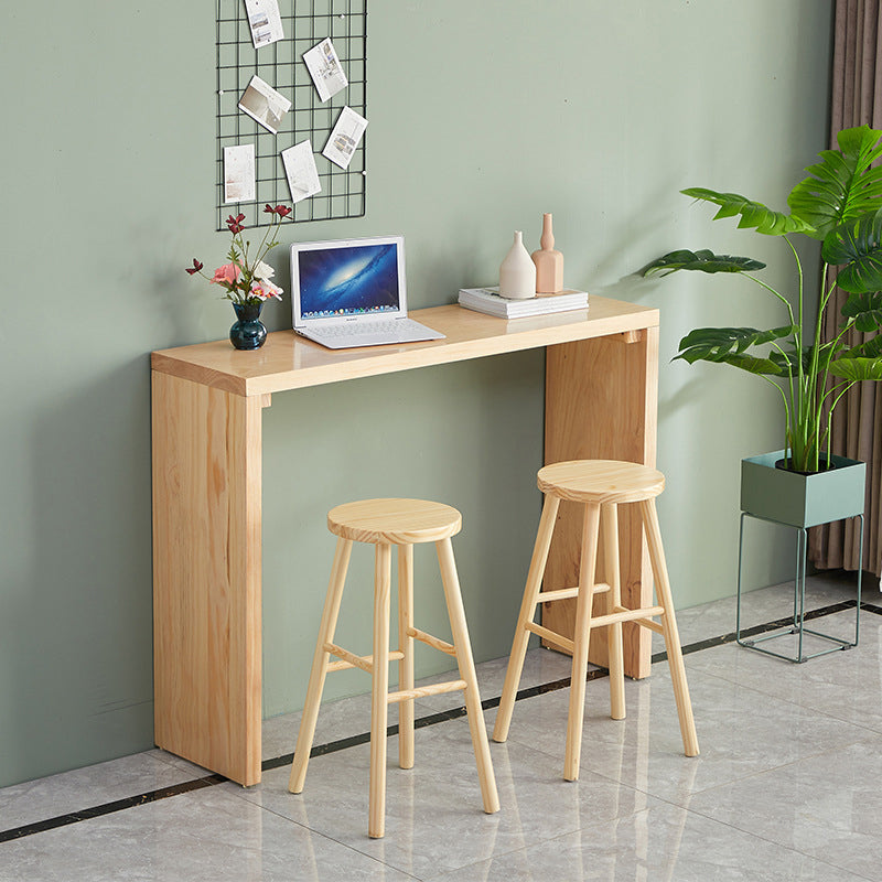 Modern Wood Bar Table Solid Wood Top Bistro Pub Table for Living Room