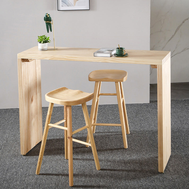 Modern Wood Bar Table Solid Wood Top Bistro Pub Table for Living Room
