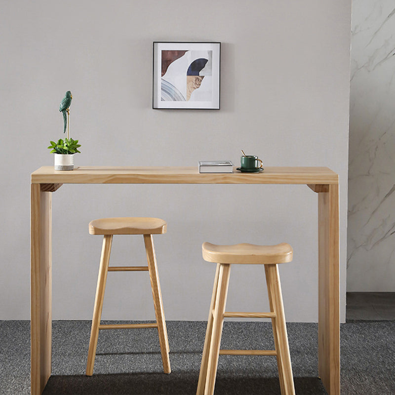 Modern Wood Bar Table Solid Wood Top Bistro Pub Table for Living Room