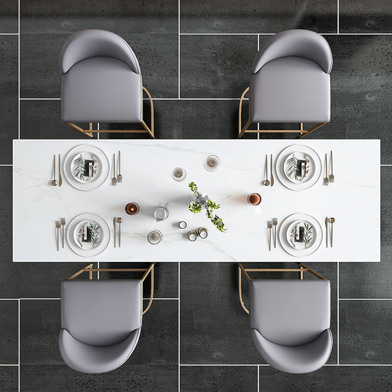 Glam Rectangle Bar Table Marble Double Pedestal Table for Indoor