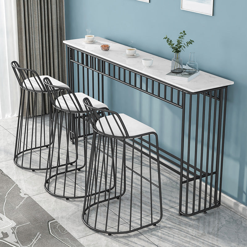 Industrial Rectangle Bistro Bar Desk Faux Marble Bistro Table for Indoor