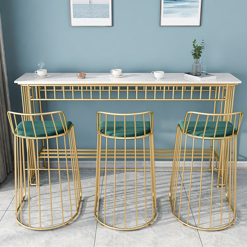 Industrial Rectangle Bistro Bar Desk Faux Marble Bistro Table for Indoor