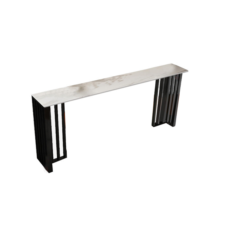 Industrial Bar Height Table Stone Top Bistro Bar Table with Black Base