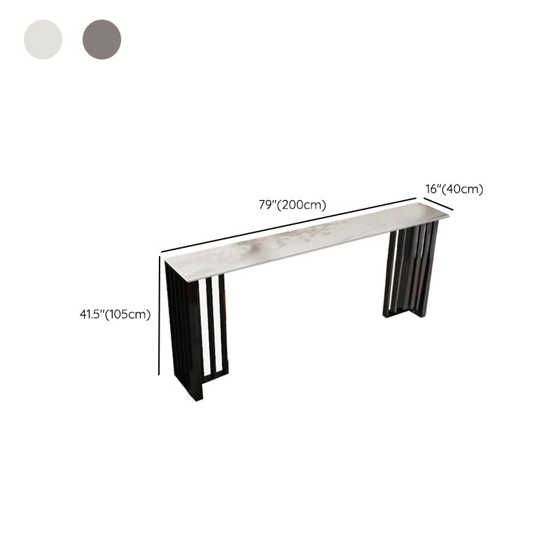 Industrial Bar Height Table Stone Top Bistro Bar Table with Black Base