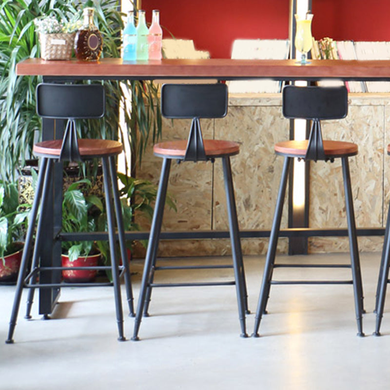 Rectangular Bar Height Table Solid Wood Top Bistro Pub Table with Black Base