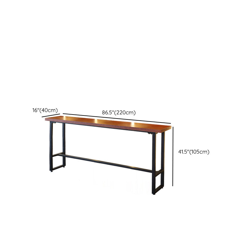 Rectangular Bar Height Table Solid Wood Top Bistro Pub Table with Black Base