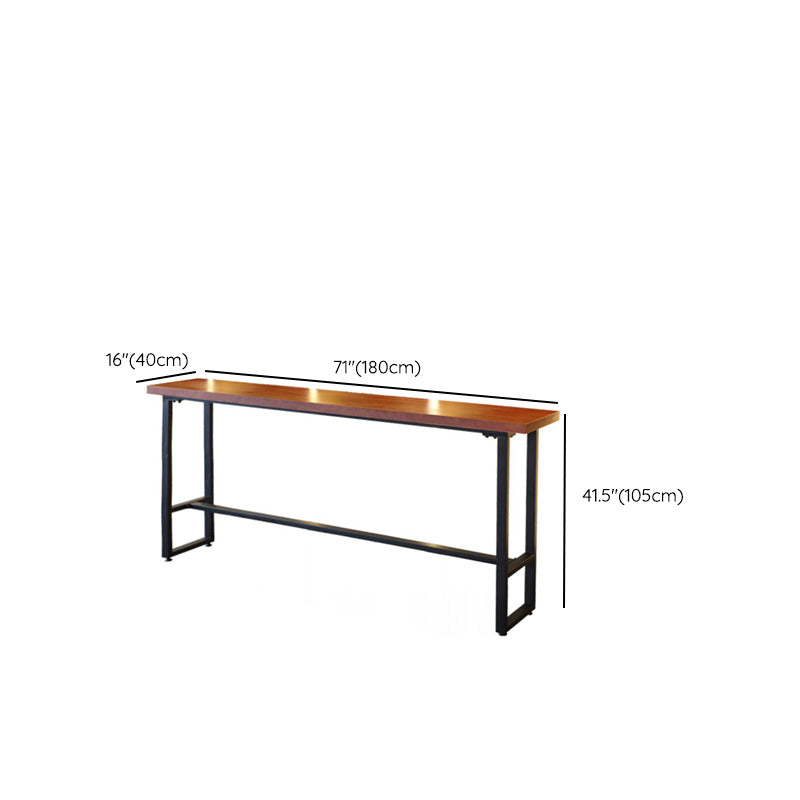 Rectangular Bar Height Table Solid Wood Top Bistro Pub Table with Black Base