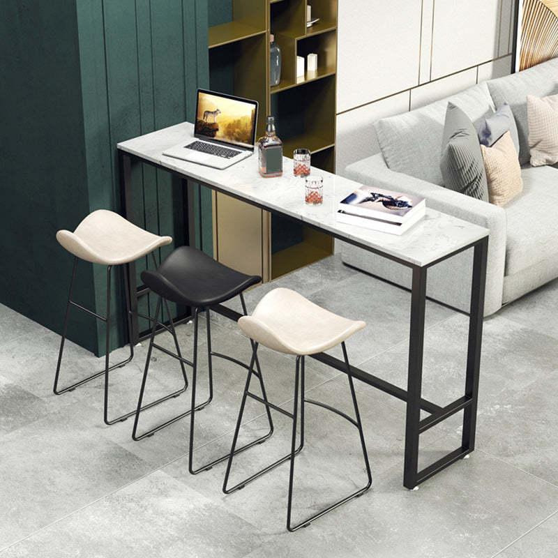 Industrial Style Rectangle Bar Table Faux Marble Bar-Height Bar Dining Table