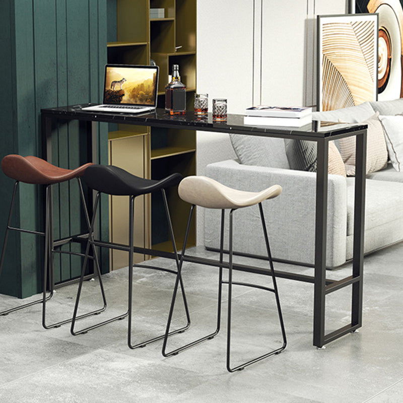 Industrial Style Rectangle Bar Table Faux Marble Bar-Height Bar Dining Table