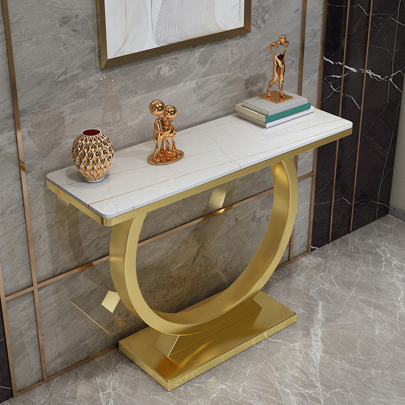 Stone Console Table Modern 31.5-inch Tall Accent Table with Shelf