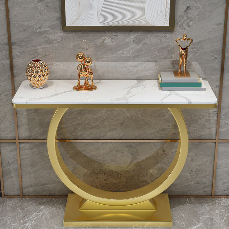 Stone Console Table Modern 31.5-inch Tall Accent Table with Shelf