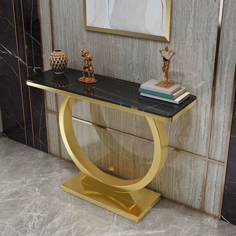 Stone Console Table Modern 31.5-inch Tall Accent Table with Shelf