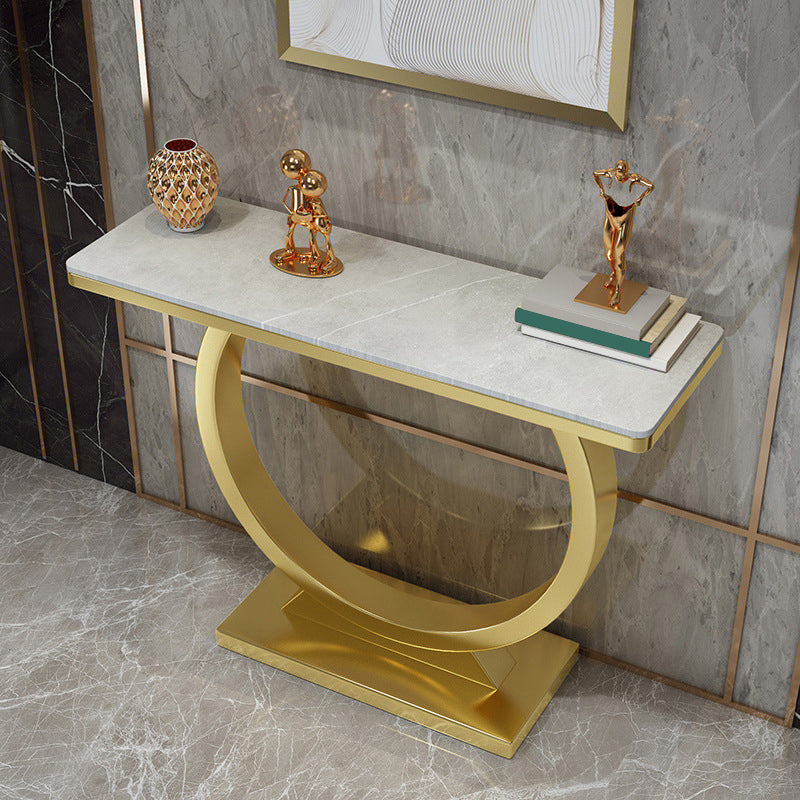 Stone Console Table Modern 31.5-inch Tall Accent Table with Shelf